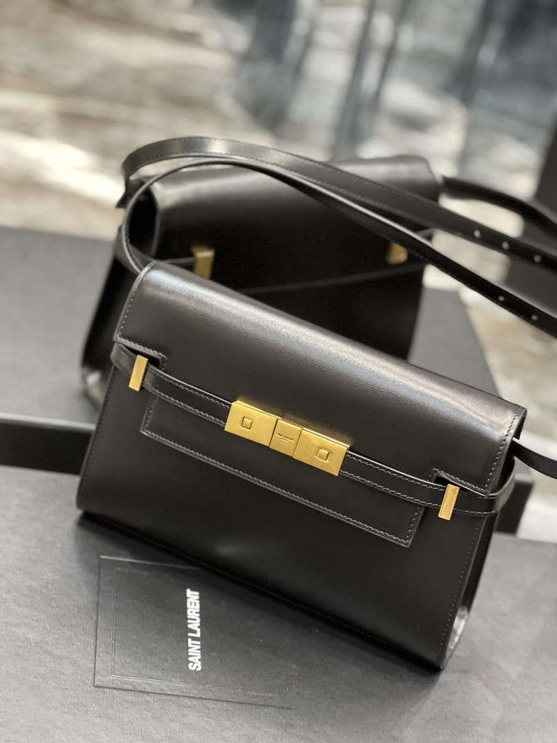 YSL 675626 Manhattan Small Shoulder Bag In Box Saint Laurent Leather Black