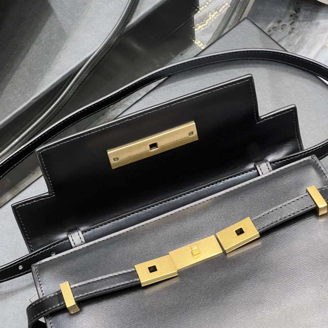 YSL 675626 Manhattan Small Shoulder Bag In Box Saint Laurent Leather Black