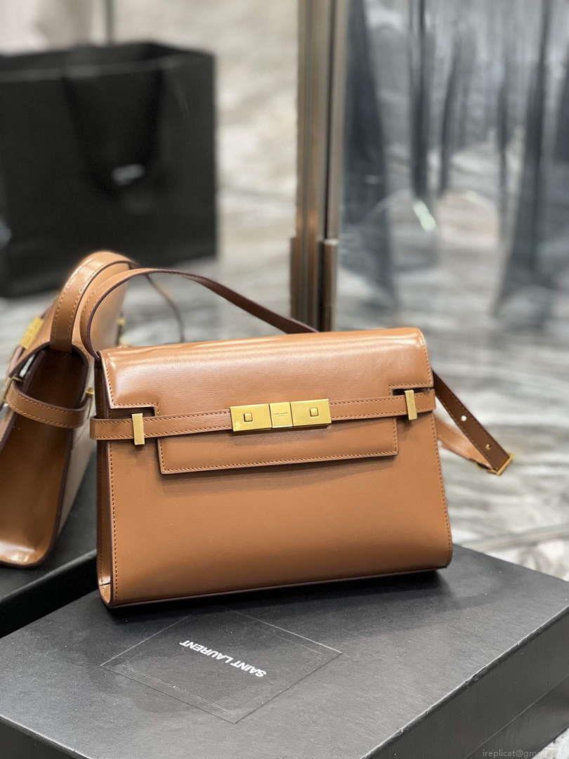 YSL 675626 Manhattan Small Shoulder Bag In Box Saint Laurent Leather Caramel
