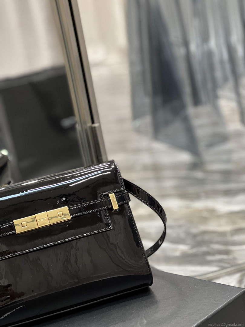 YSL 675626 Manhattan Small Shoulder Bag In Patent Leather Black