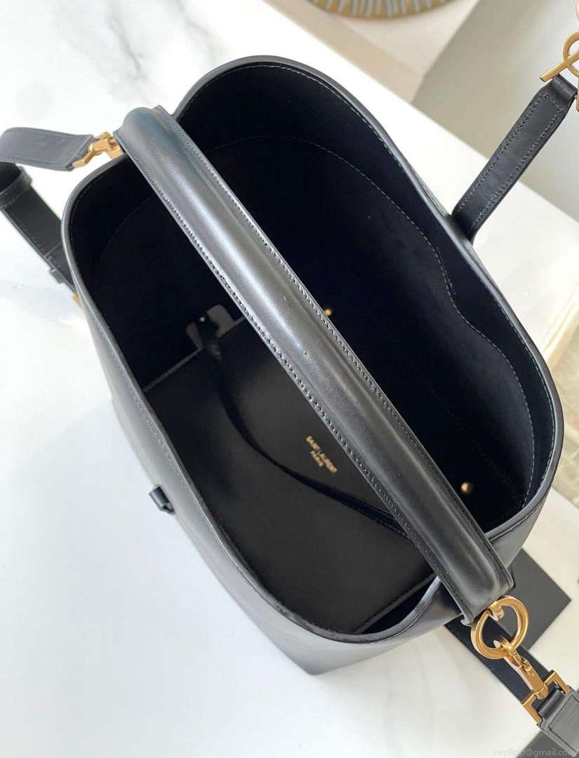 YSL 7428282 Le 37 Bucket In Shiny Leather Black