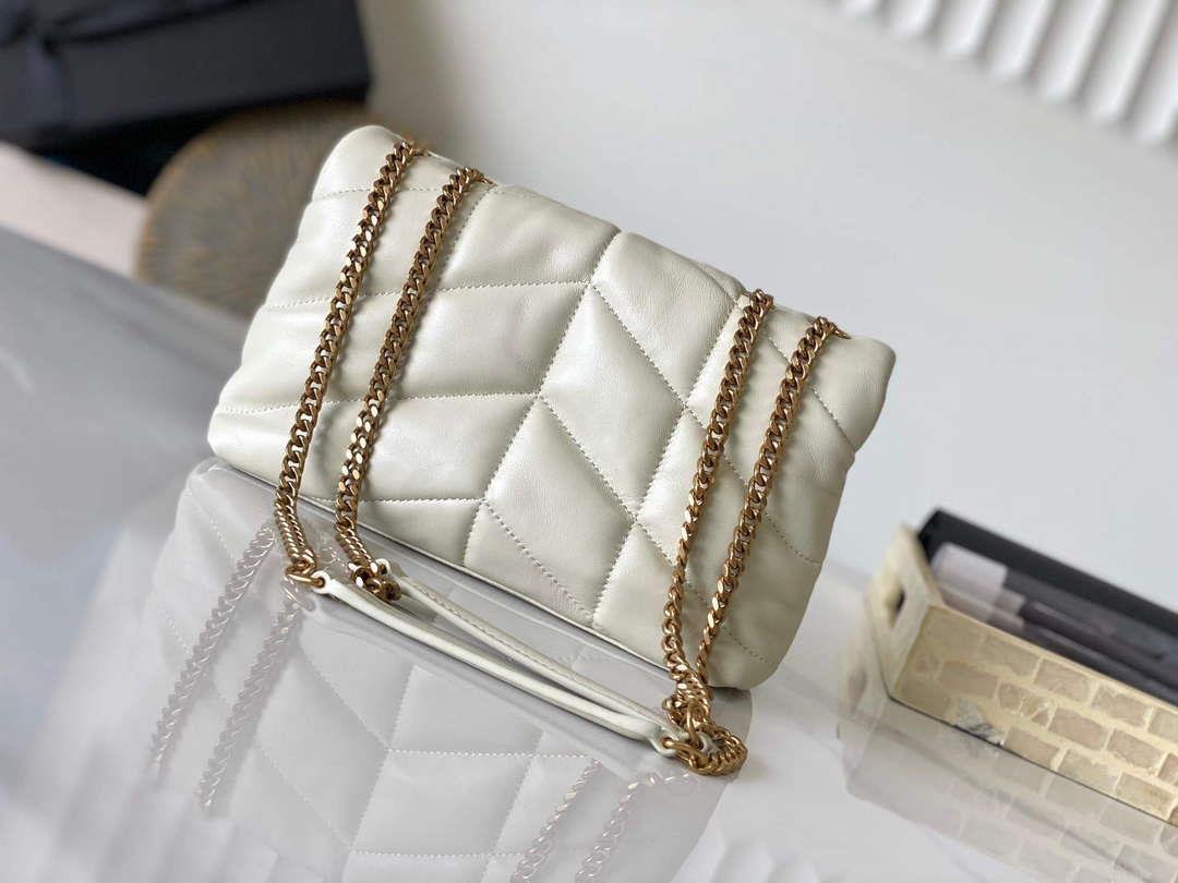 YSL 7593371 Puffer Toy Bag In Quilted Lambskin White