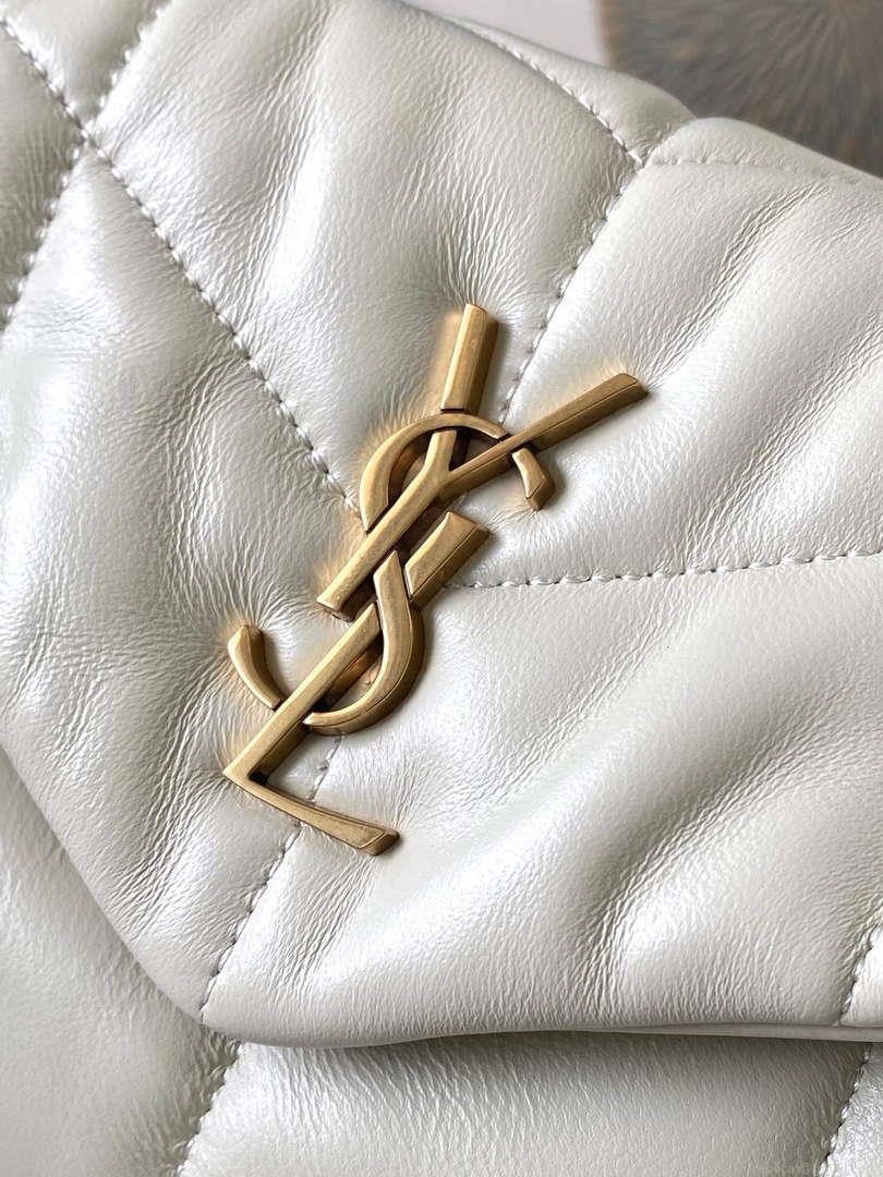 YSL 7593371 Puffer Toy Bag In Quilted Lambskin White