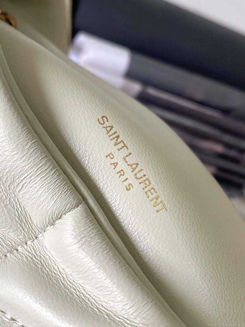 YSL 7593371 Puffer Toy Bag In Quilted Lambskin White