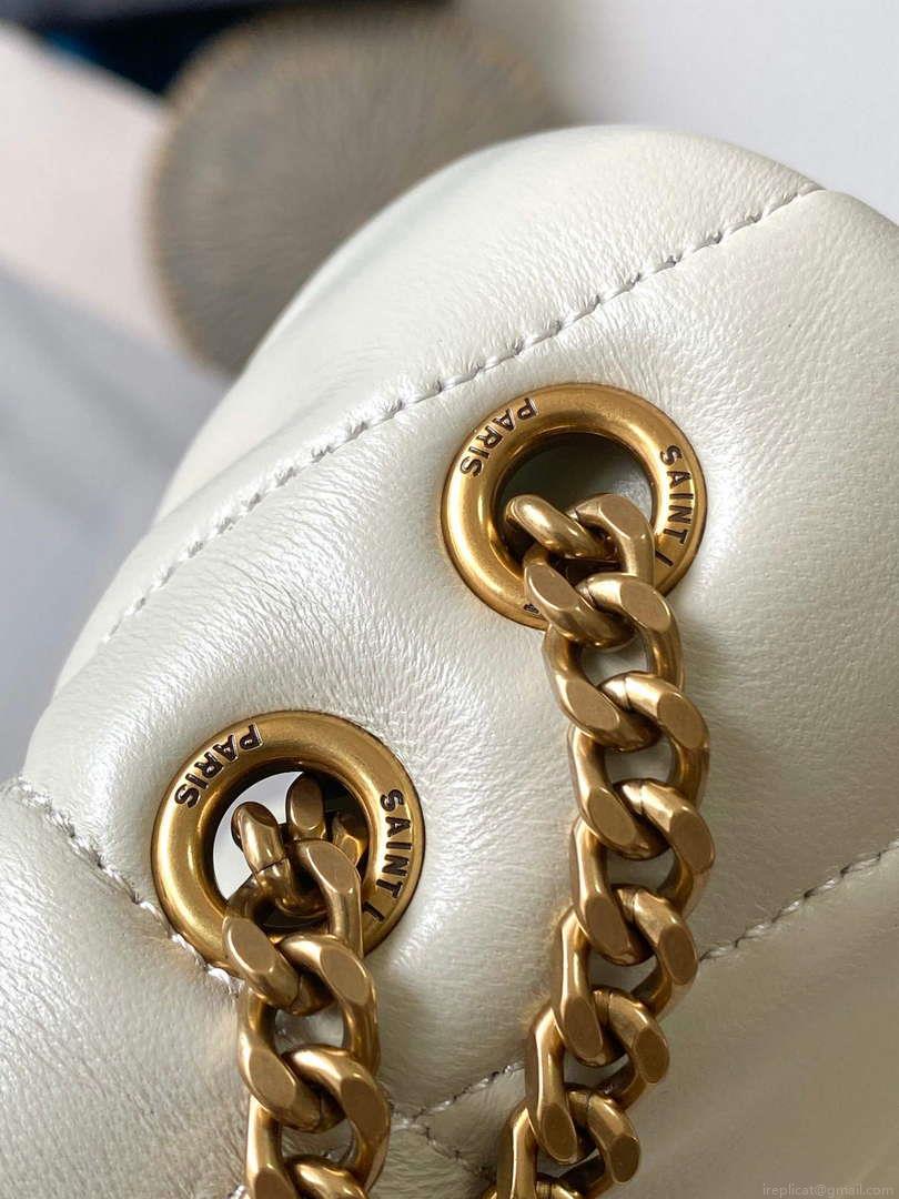 YSL 7593371 Puffer Toy Bag In Quilted Lambskin White