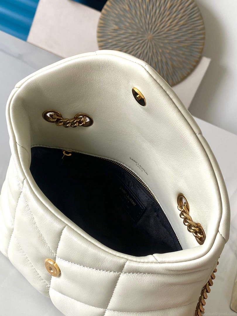 YSL 7593371 Puffer Toy Bag In Quilted Lambskin White