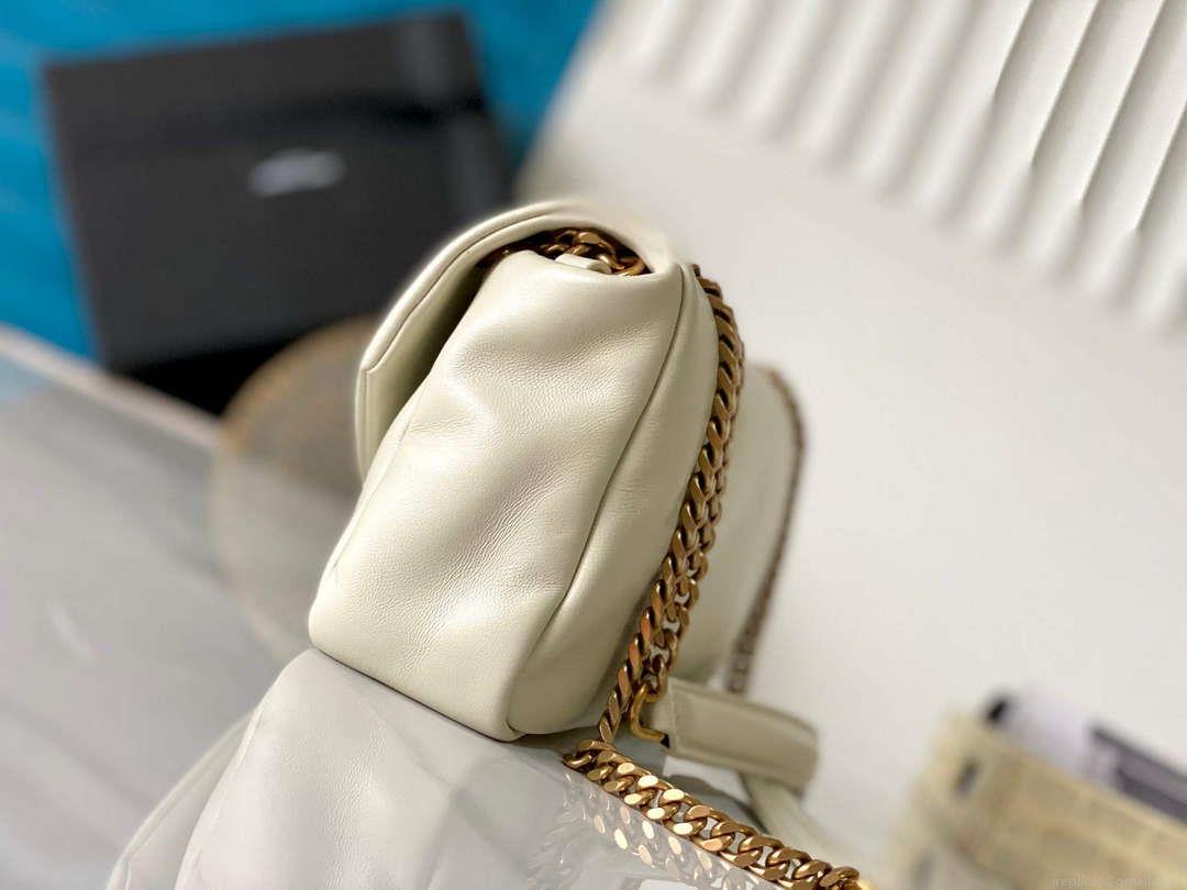 YSL 734153 Calypso In Lambskin Chain Bag White