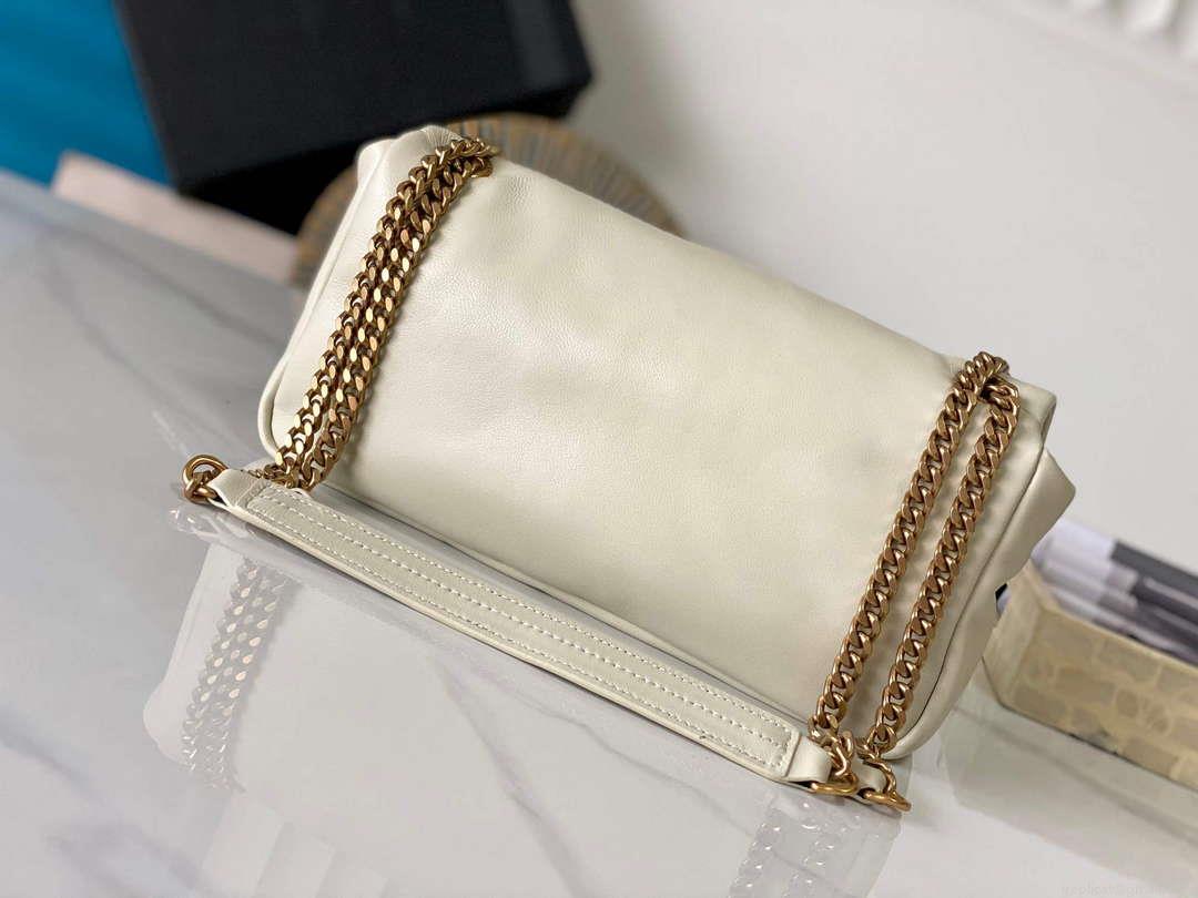 YSL 734153 Calypso In Lambskin Chain Bag White