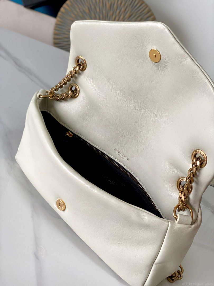 YSL 734153 Calypso In Lambskin Chain Bag White