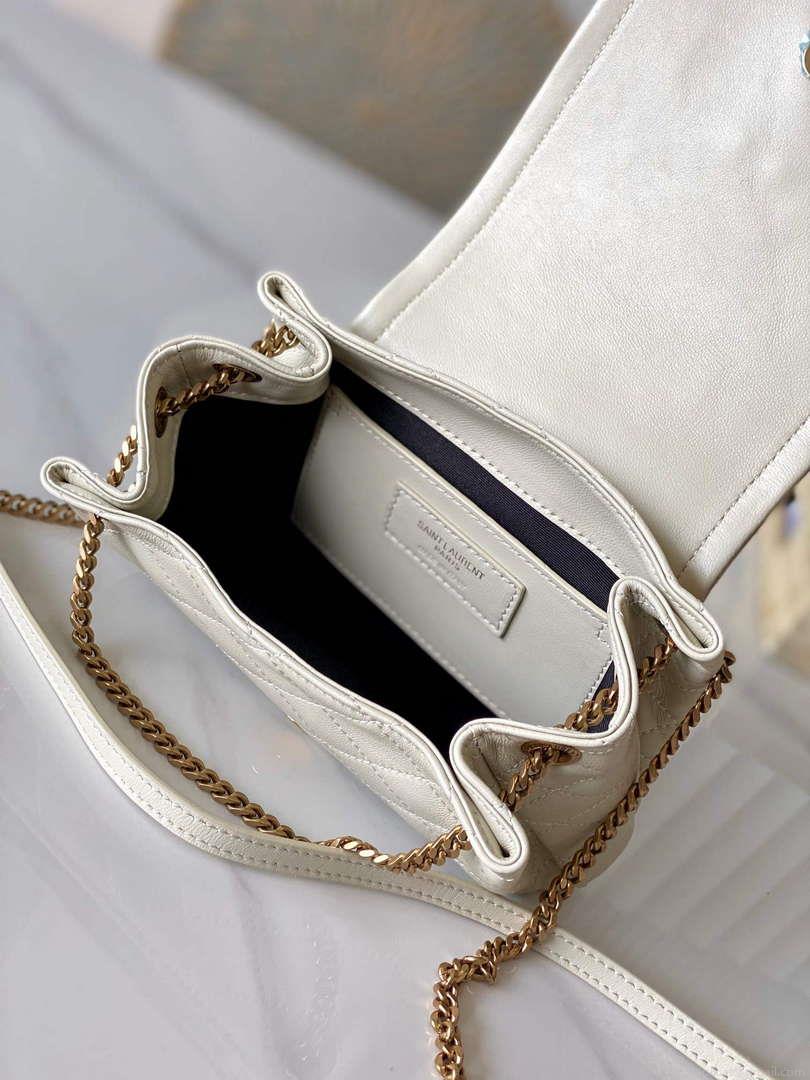 YSL 6727381 Mini Nolita In Lambskin Bag White