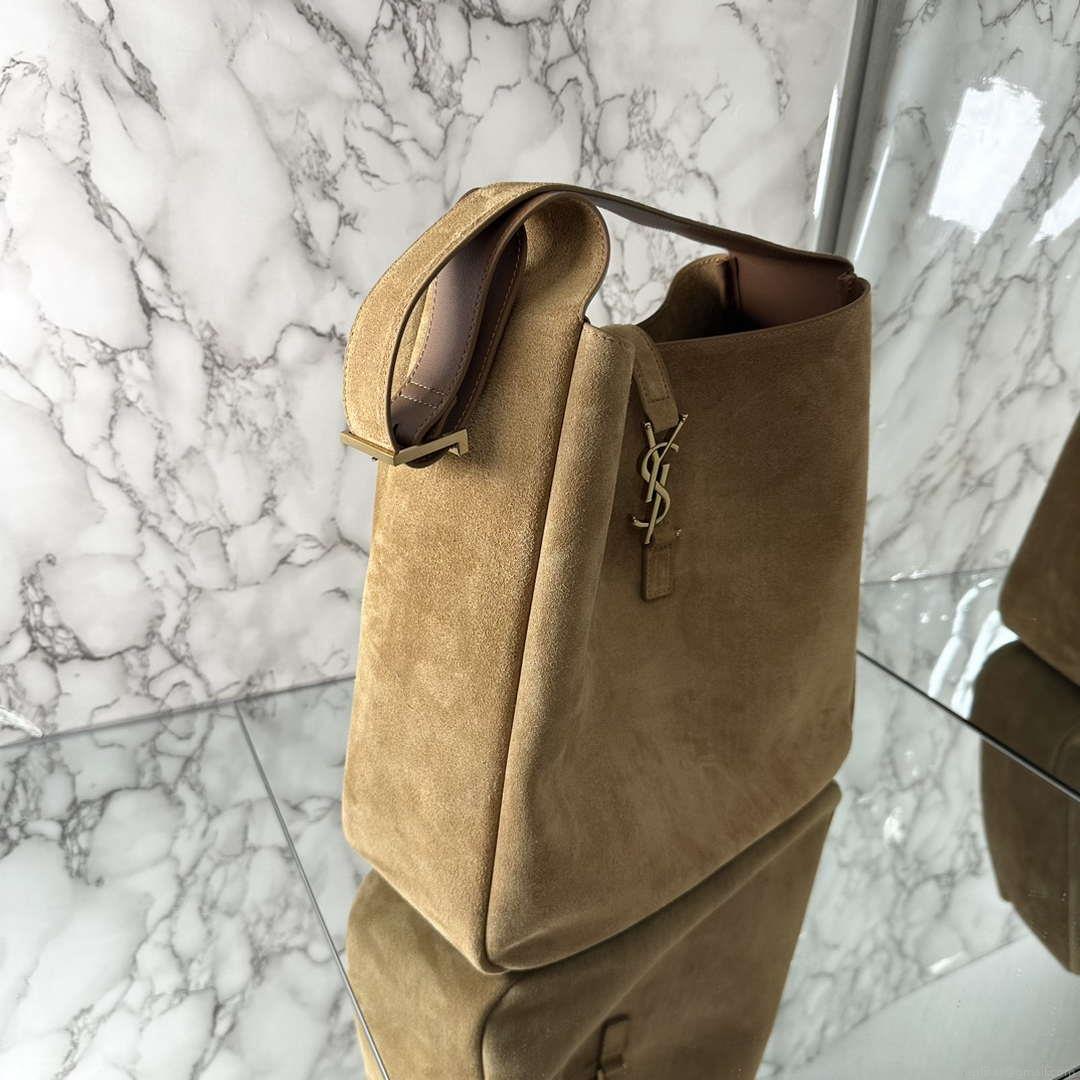 YSL 753837 LE 5 A 7 Supple Large In Suede Brown