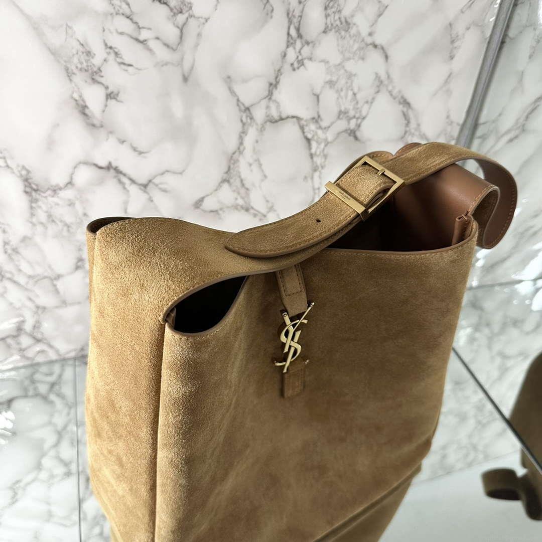 YSL 753837 LE 5 A 7 Supple Large In Suede Brown