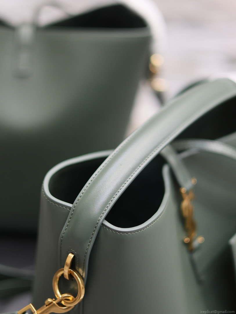 YSL 742828 Le 5 À 7 Supple Small In Smooth Leather Green