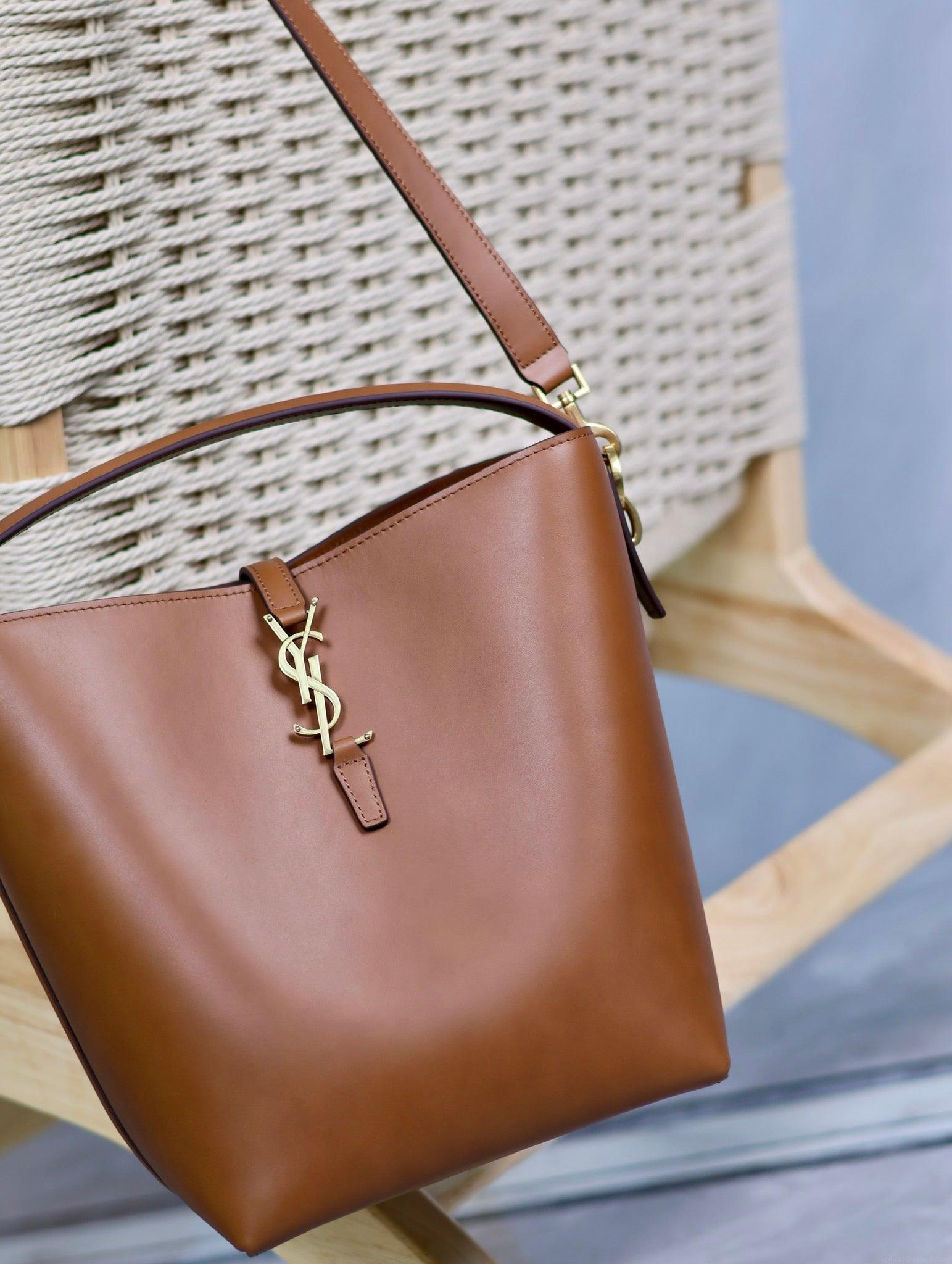 YSL 742828 Le 37 In Vegetable-Tanned Leather Brown