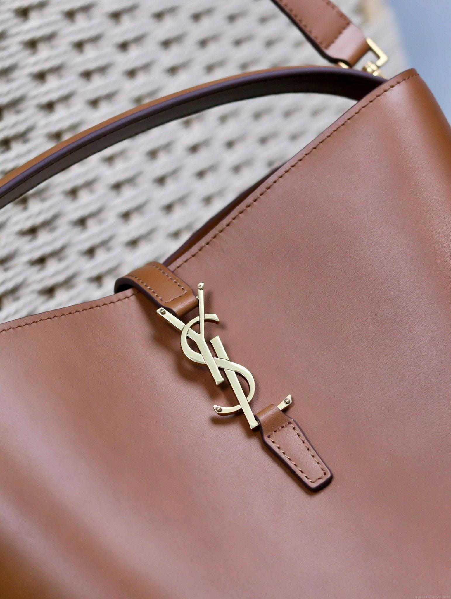 YSL 742828 Le 37 In Vegetable-Tanned Leather Brown