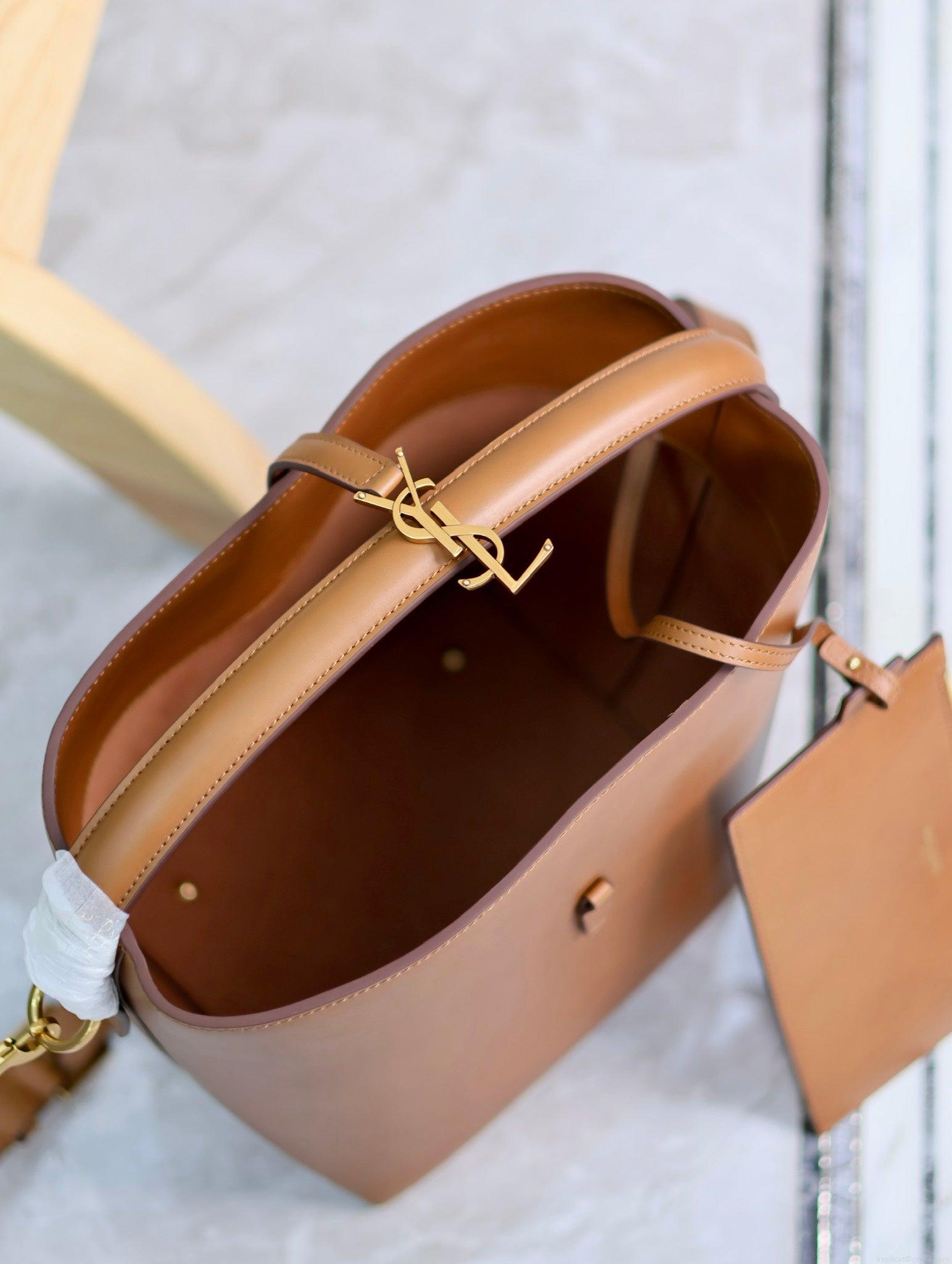 YSL 742828 Le 37 In Vegetable-Tanned Leather Brown
