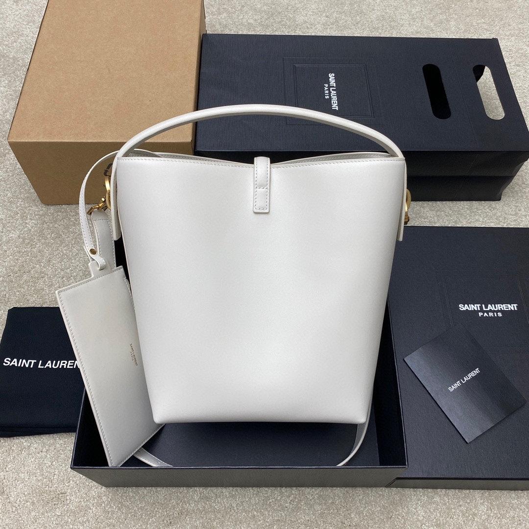 YSL 742828 Le 37 In Vegetable-Tanned Leather White