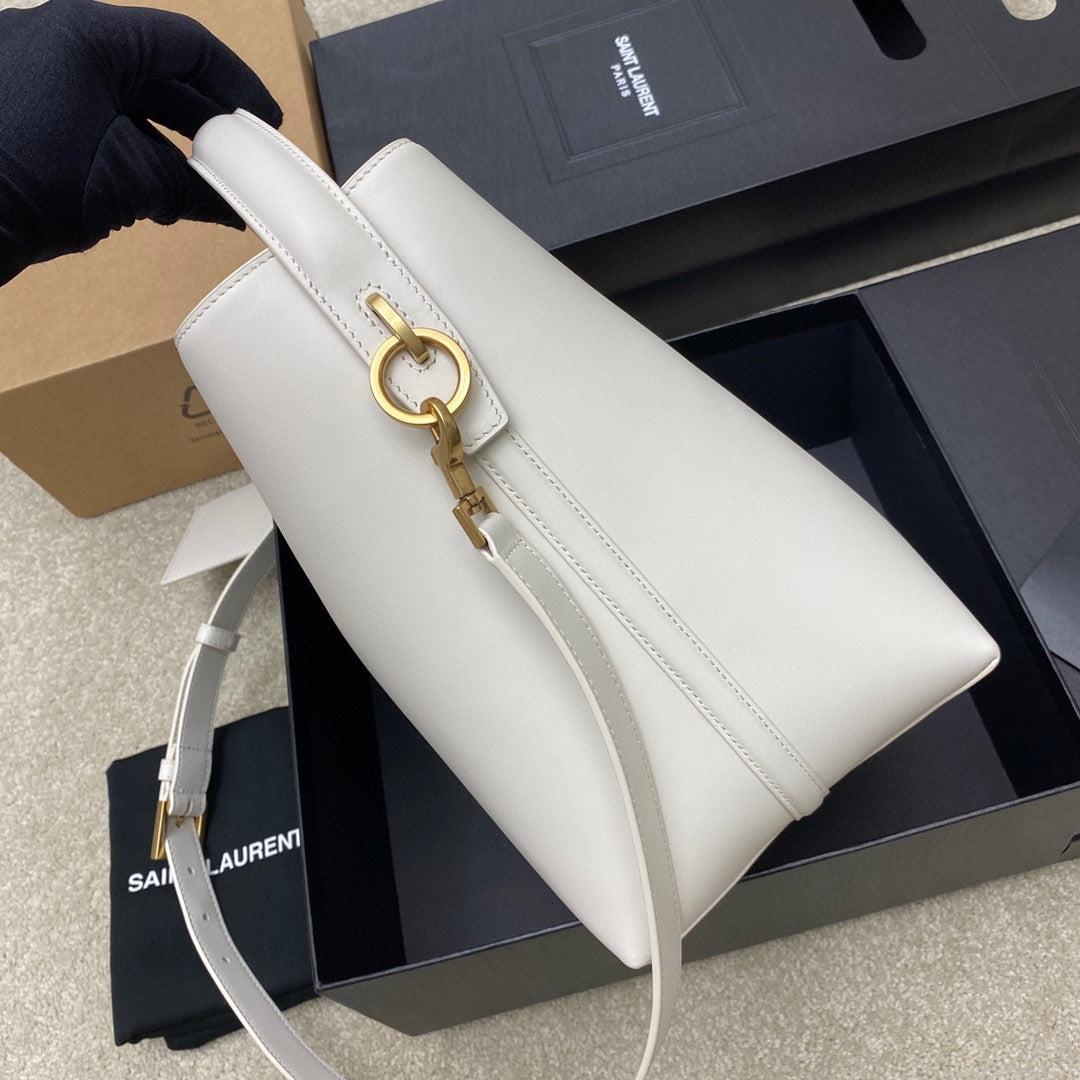 YSL 742828 Le 37 In Vegetable-Tanned Leather White