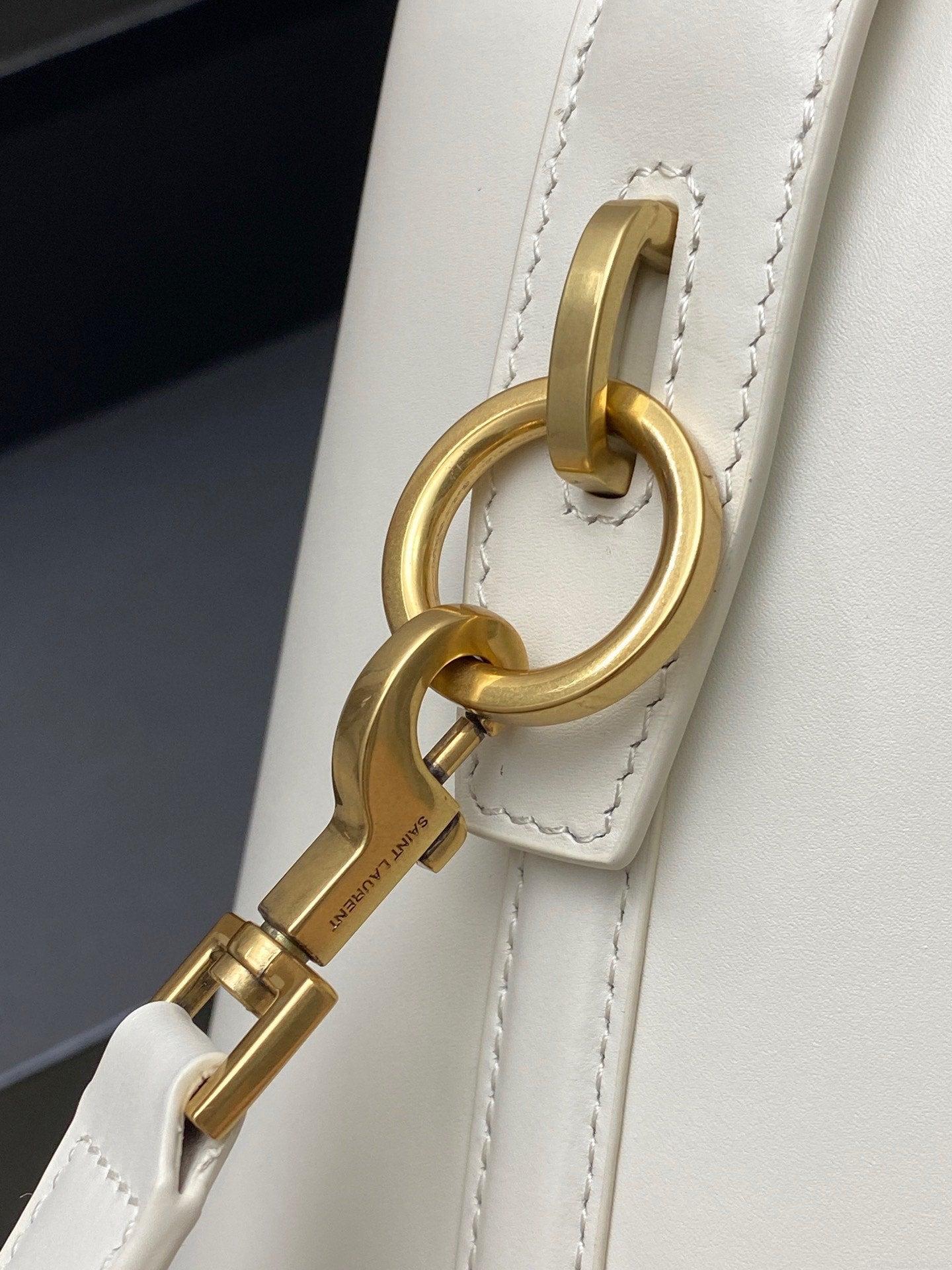 YSL 742828 Le 37 In Vegetable-Tanned Leather White