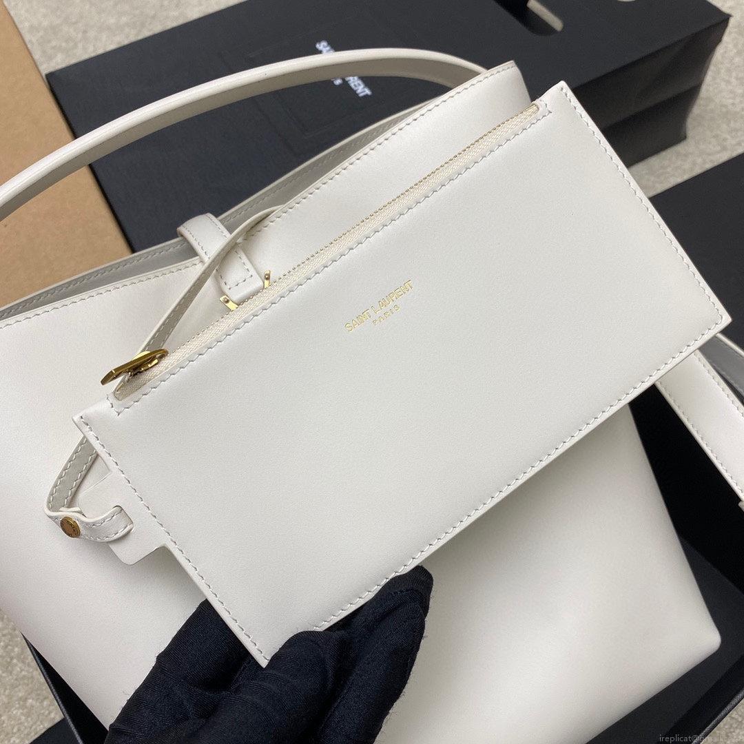 YSL 742828 Le 37 In Vegetable-Tanned Leather White