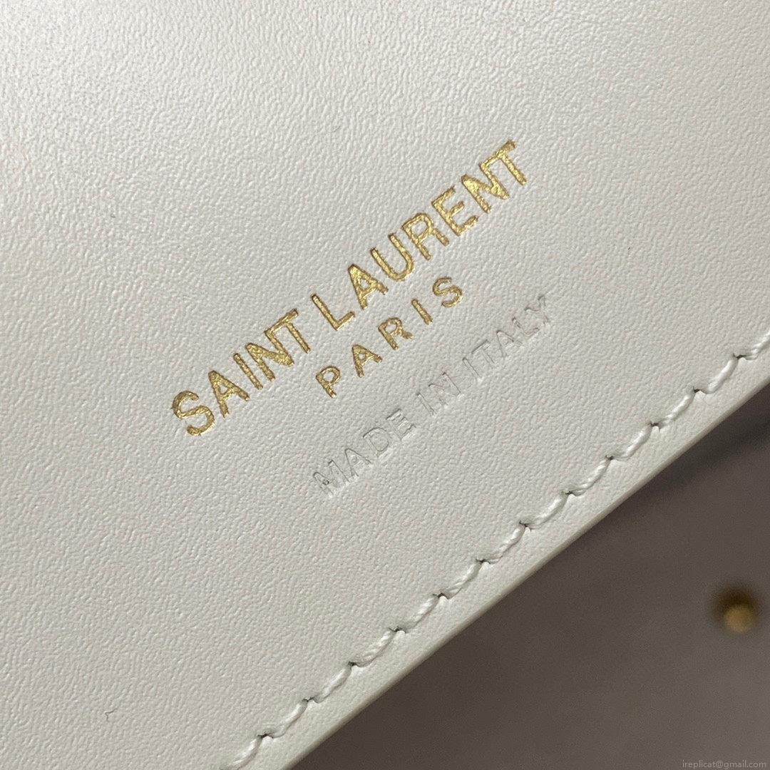 YSL 742828 Le 37 In Vegetable-Tanned Leather White