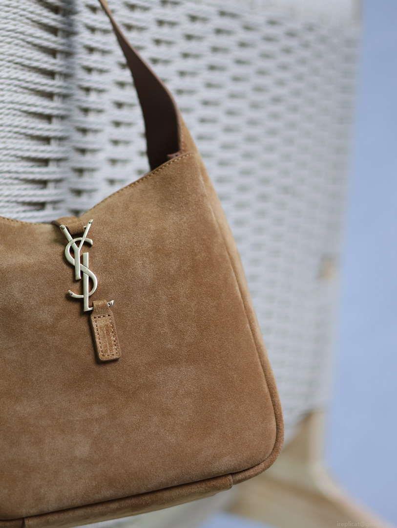YSL 713938 LE 5 A 7 Supple Small In Suede Brown