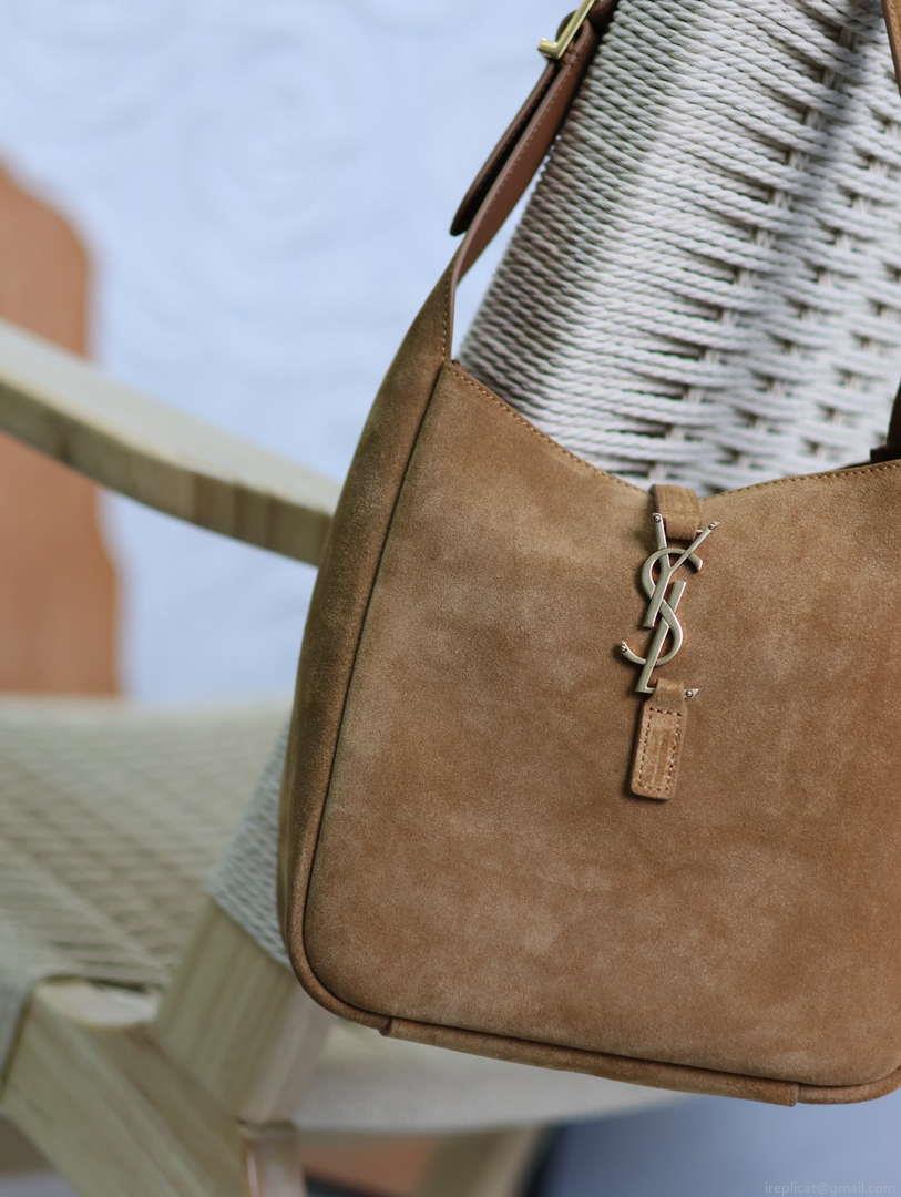 YSL 713938 LE 5 A 7 Supple Small In Suede Brown