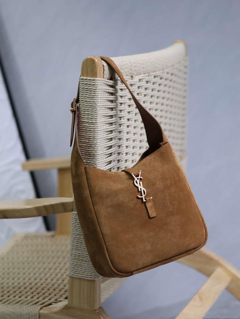 YSL 713938 LE 5 A 7 Supple Small In Suede Brown