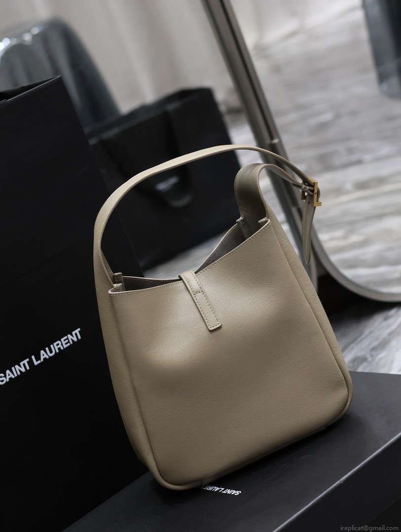 YSL 713938 LE 5 A 7 Supple Small In Grained Leather Dusty Gray