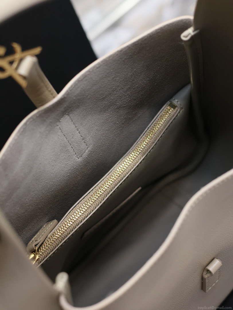 YSL 713938 LE 5 A 7 Supple Small In Grained Leather Dusty Gray