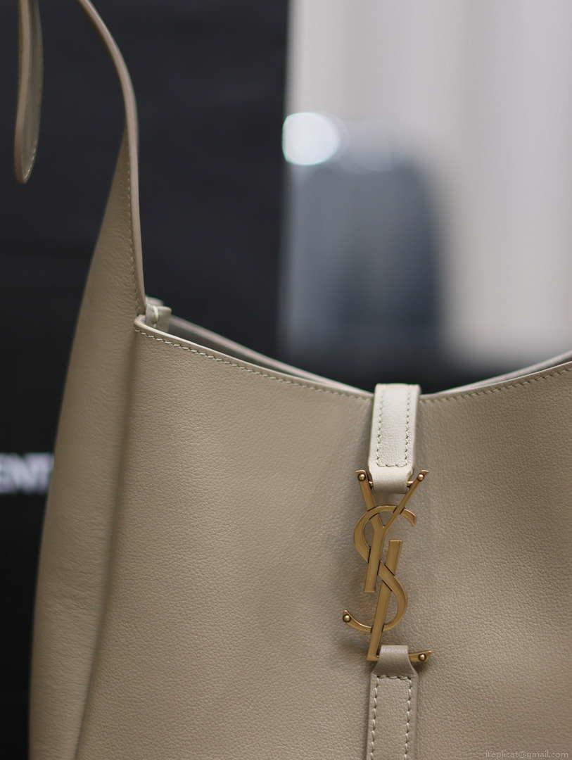 YSL 713938 LE 5 A 7 Supple Small In Grained Leather Dusty Gray