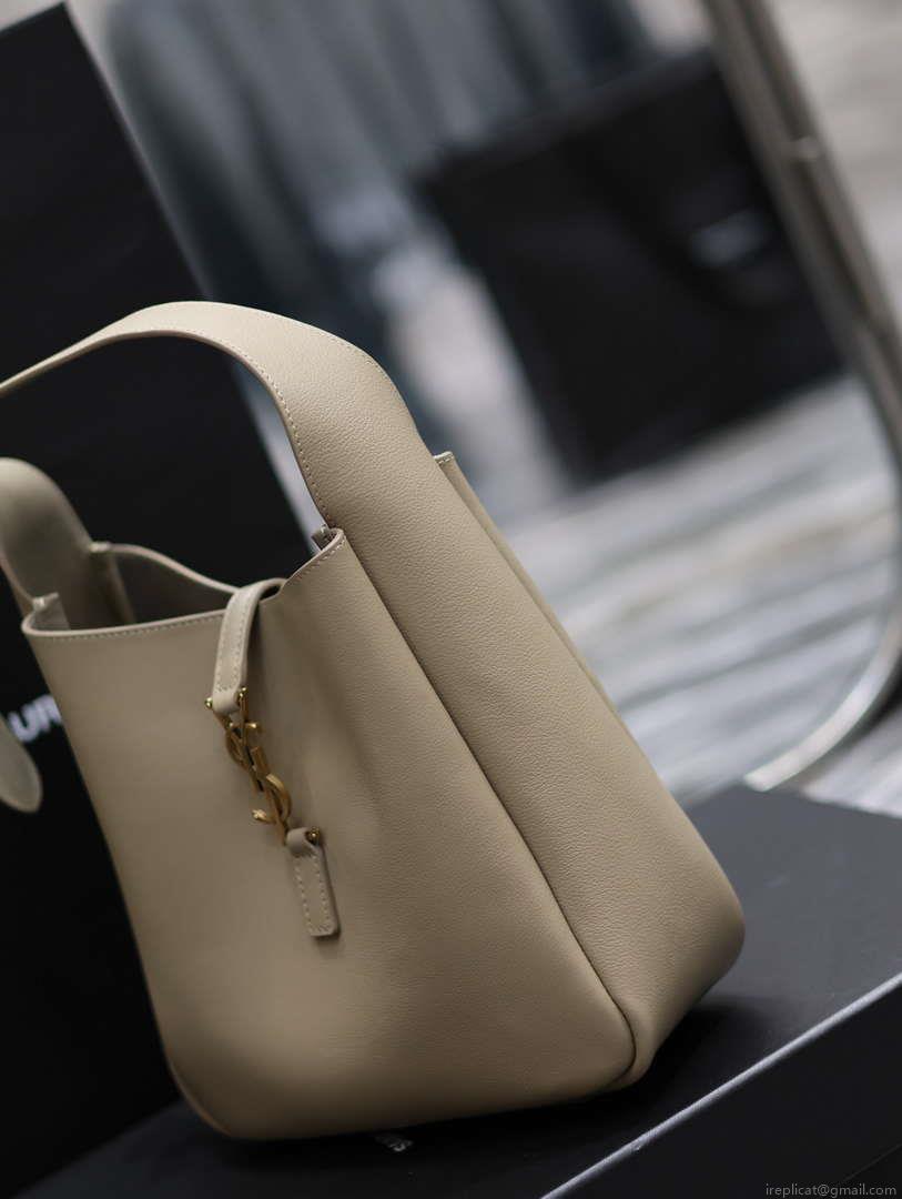 YSL 713938 LE 5 A 7 Supple Small In Grained Leather Dusty Gray