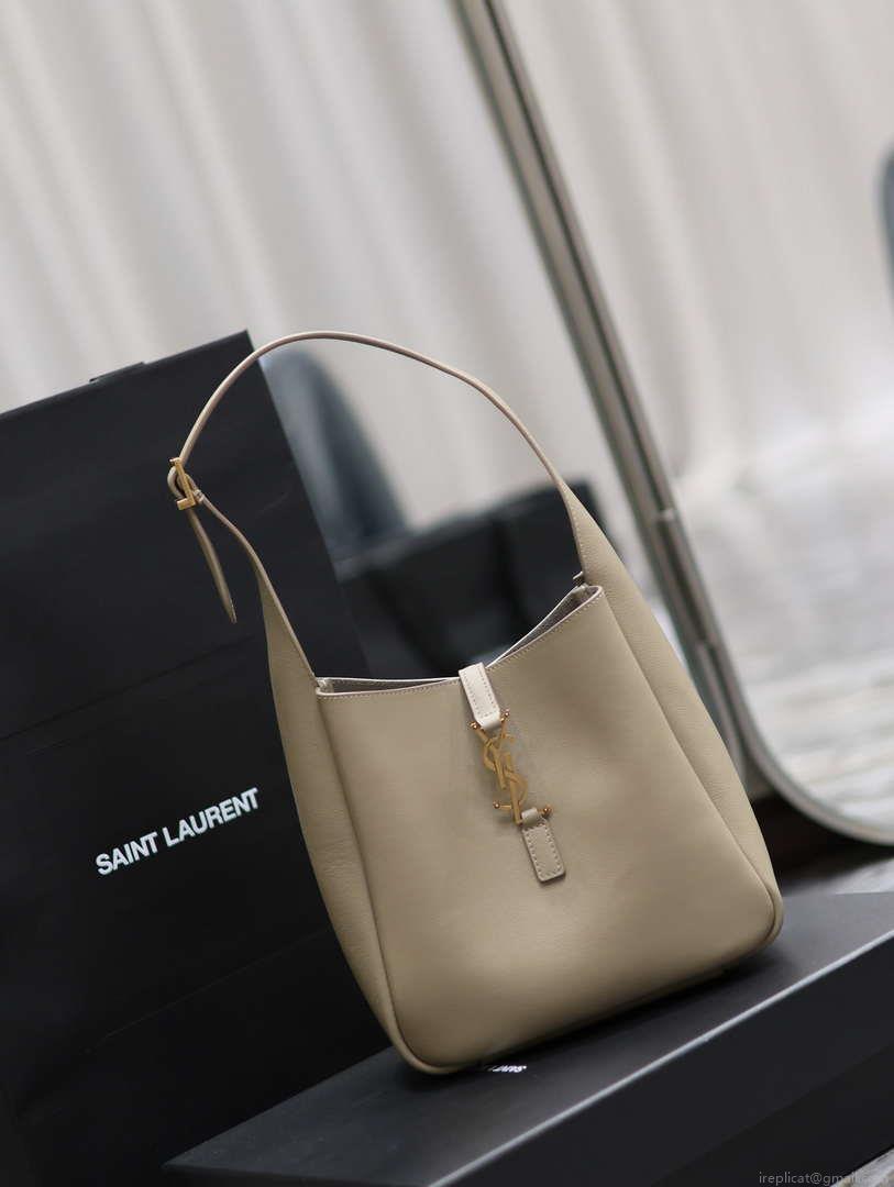 YSL 713938 LE 5 A 7 Supple Small In Grained Leather Dusty Gray