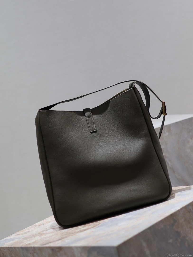 YSL 753837 Le 5 À 7 Supple Large In Smooth Leather Drak Green