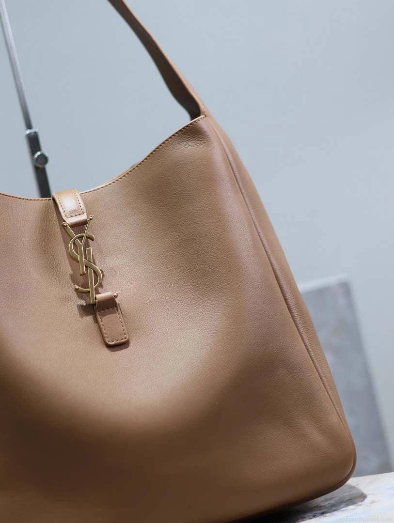 YSL 753837 Le 5 À 7 Supple Large In Smooth Leather Brown