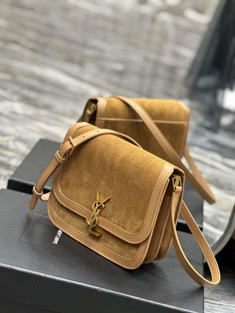 YSL 635025 Saint Laurent Solferino Medium Soft Satchel In Suede And Smooth Leather Brown