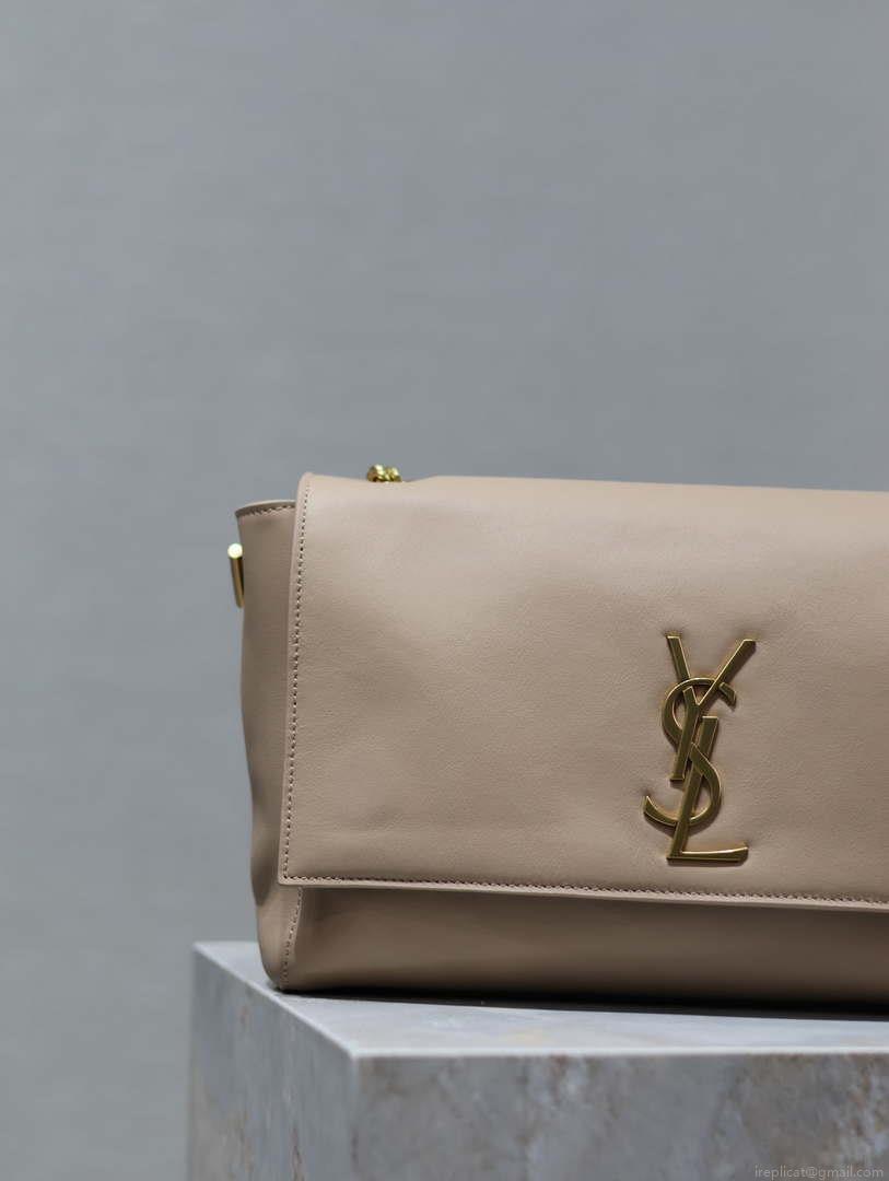 YSL 553804 Saint Laurent Reversible Medium Kate in Suede Bean paste