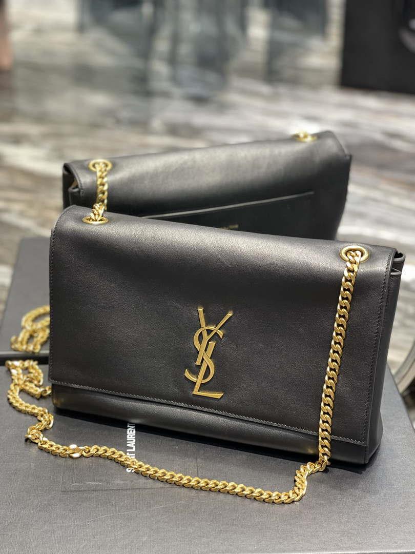 YSL 553804 Saint Laurent Reversible Medium Kate in Suede Black