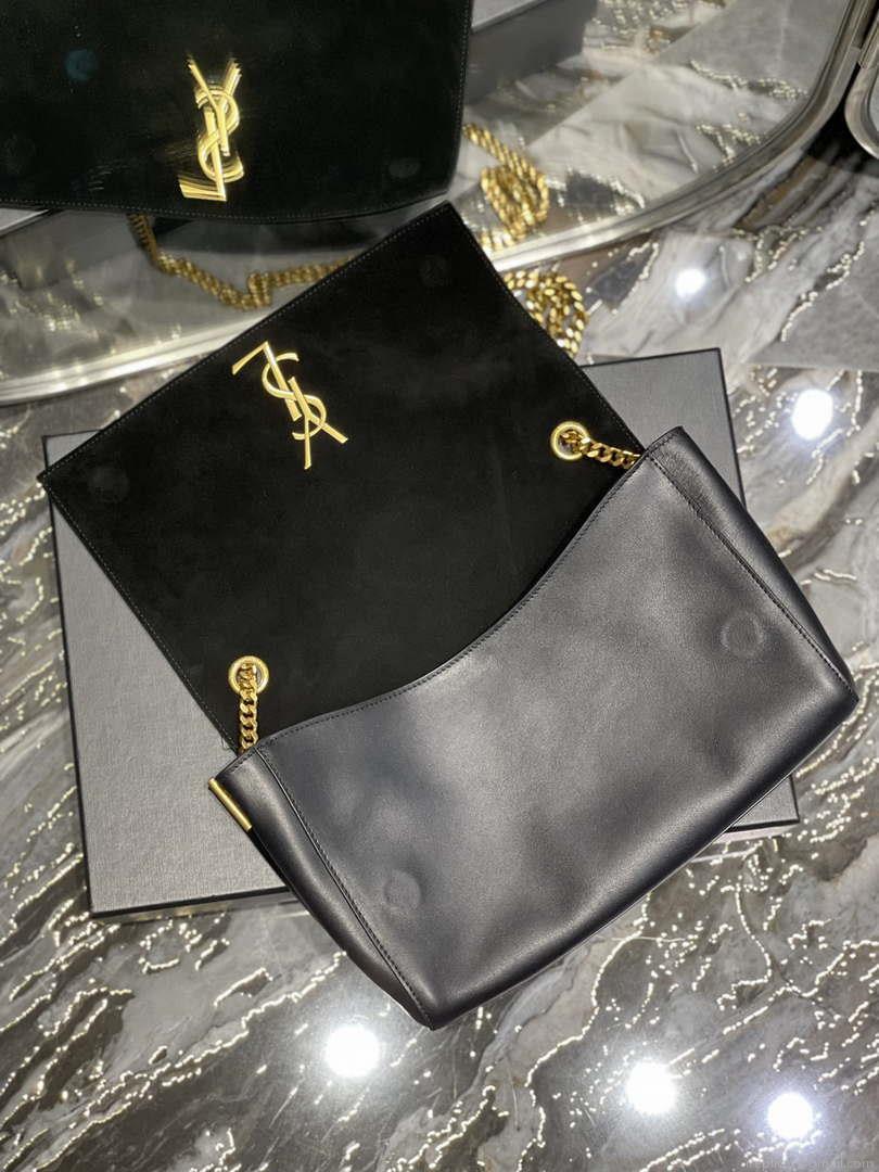 YSL 553804 Saint Laurent Reversible Medium Kate in Suede Black