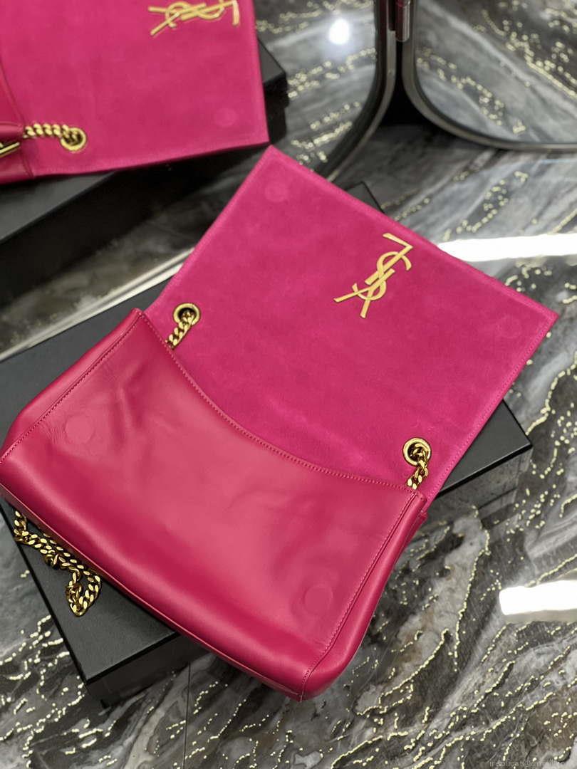 YSL 553804 Saint Laurent Reversible Medium Kate in Suede Rose Red