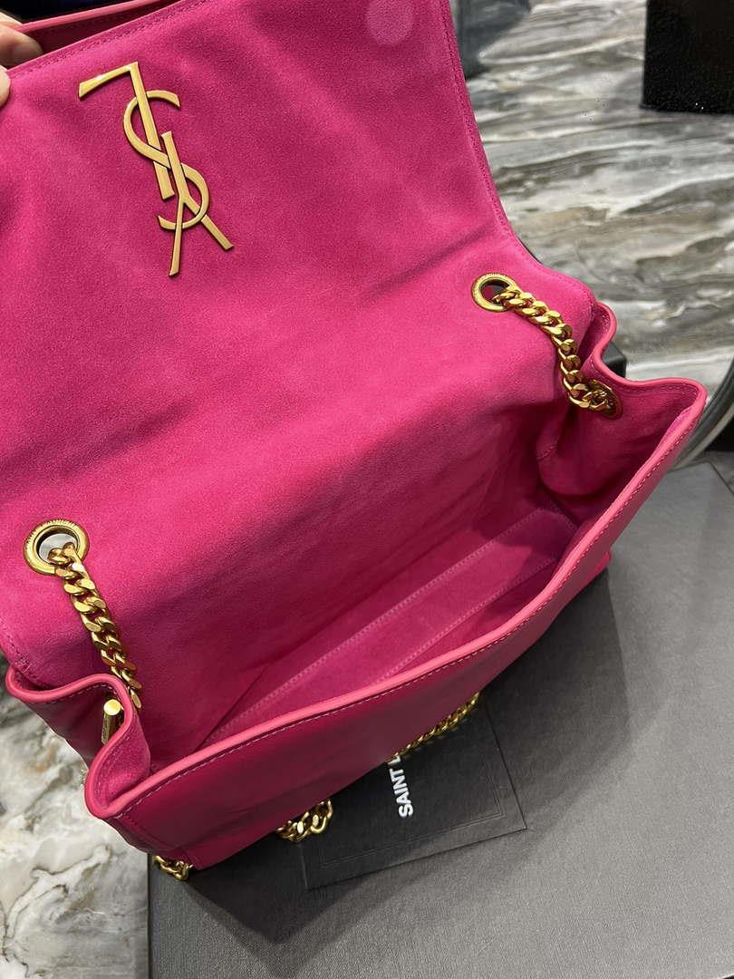 YSL 553804 Saint Laurent Reversible Medium Kate in Suede Rose Red