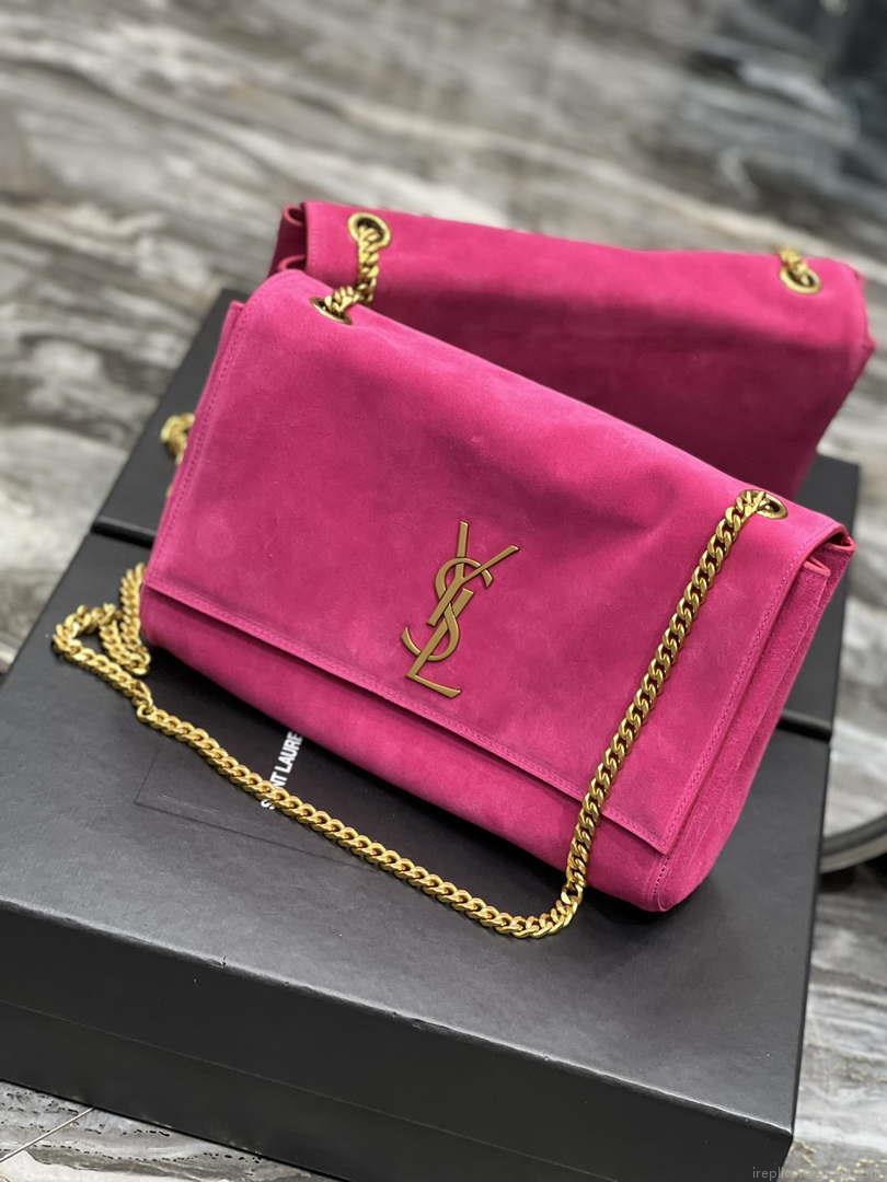 YSL 553804 Saint Laurent Reversible Medium Kate in Suede Rose Red