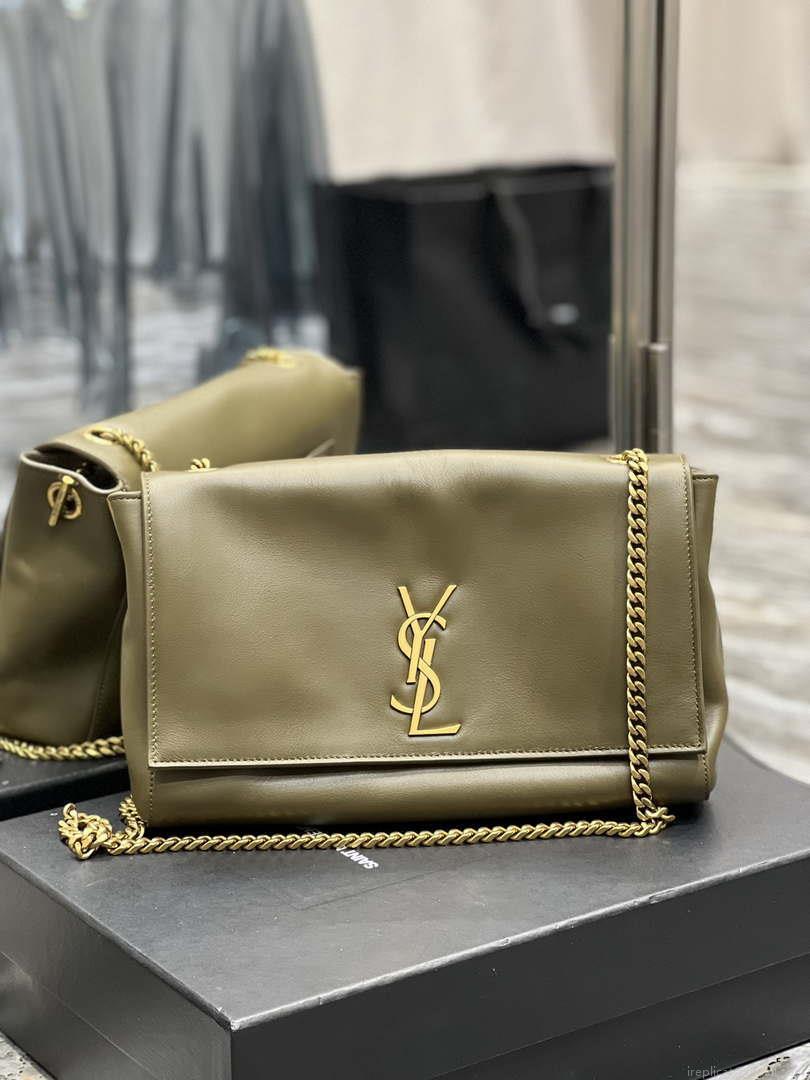 YSL 553804 Saint Laurent Reversible Medium Kate in Suede Dark Green