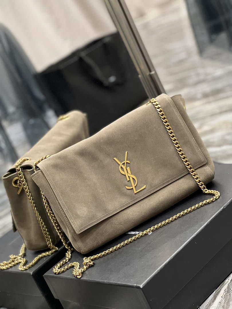YSL 553804 Saint Laurent Reversible Medium Kate in Suede Dark Green