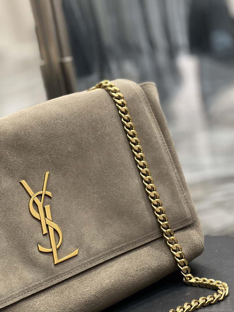 YSL 553804 Saint Laurent Reversible Medium Kate in Suede Dark Green