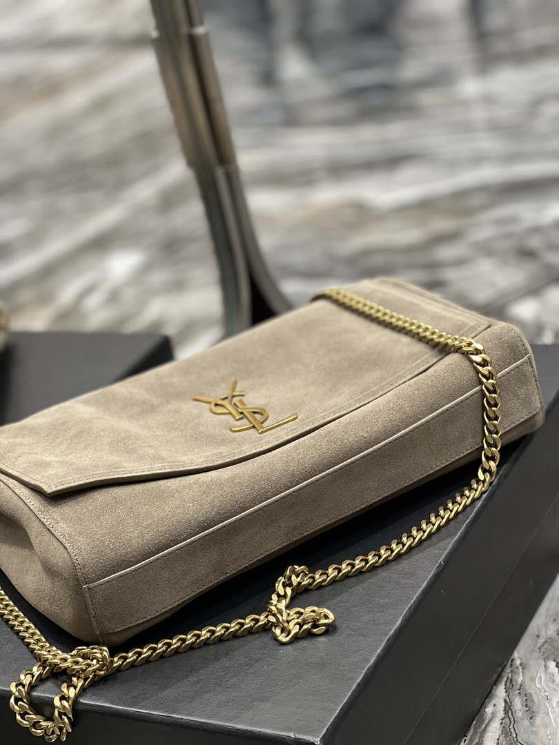 YSL 553804 Saint Laurent Reversible Medium Kate in Suede Dark Green