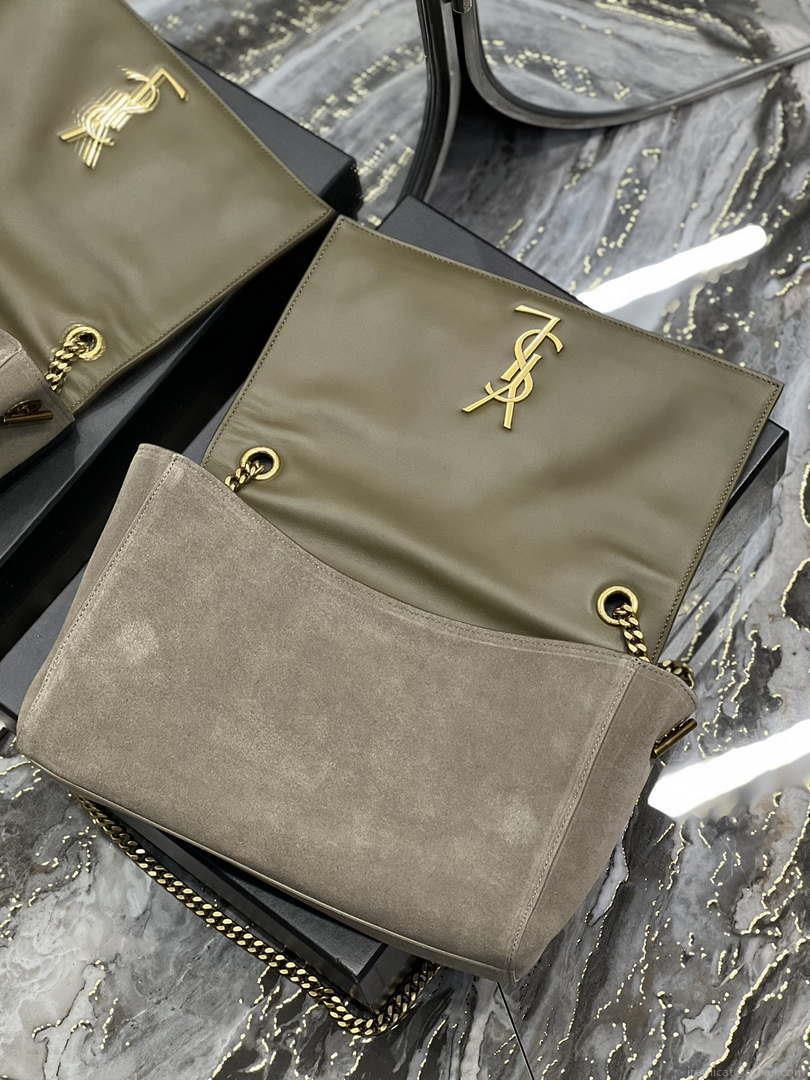 YSL 553804 Saint Laurent Reversible Medium Kate in Suede Dark Green