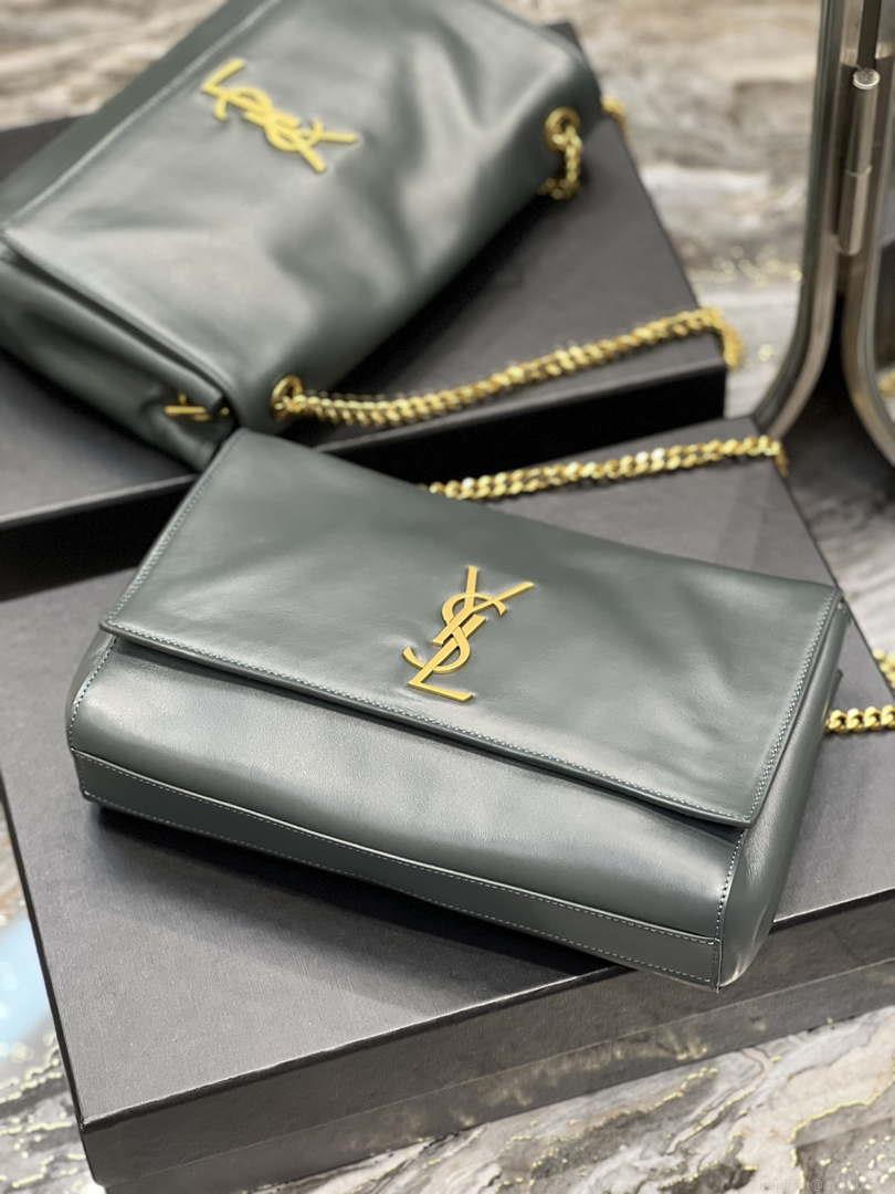 YSL 553804 Saint Laurent Reversible Medium Kate in Suede Blue
