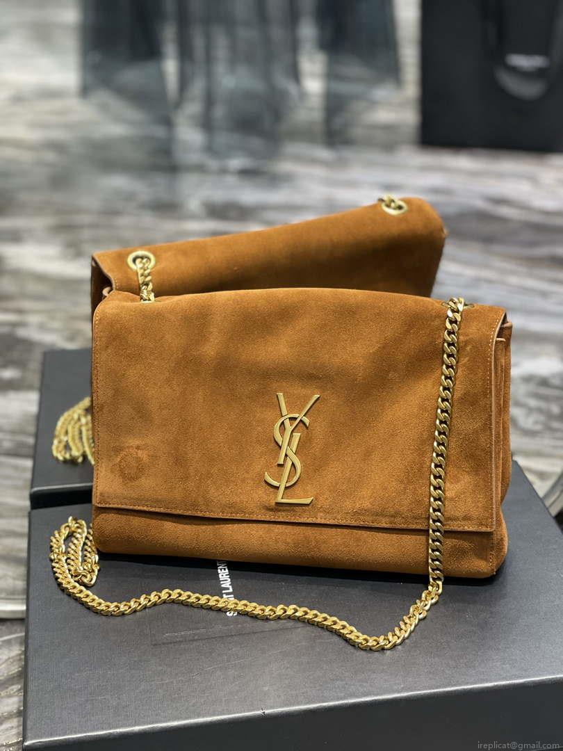 YSL 553804 Saint Laurent Reversible Medium Kate in Suede Brown