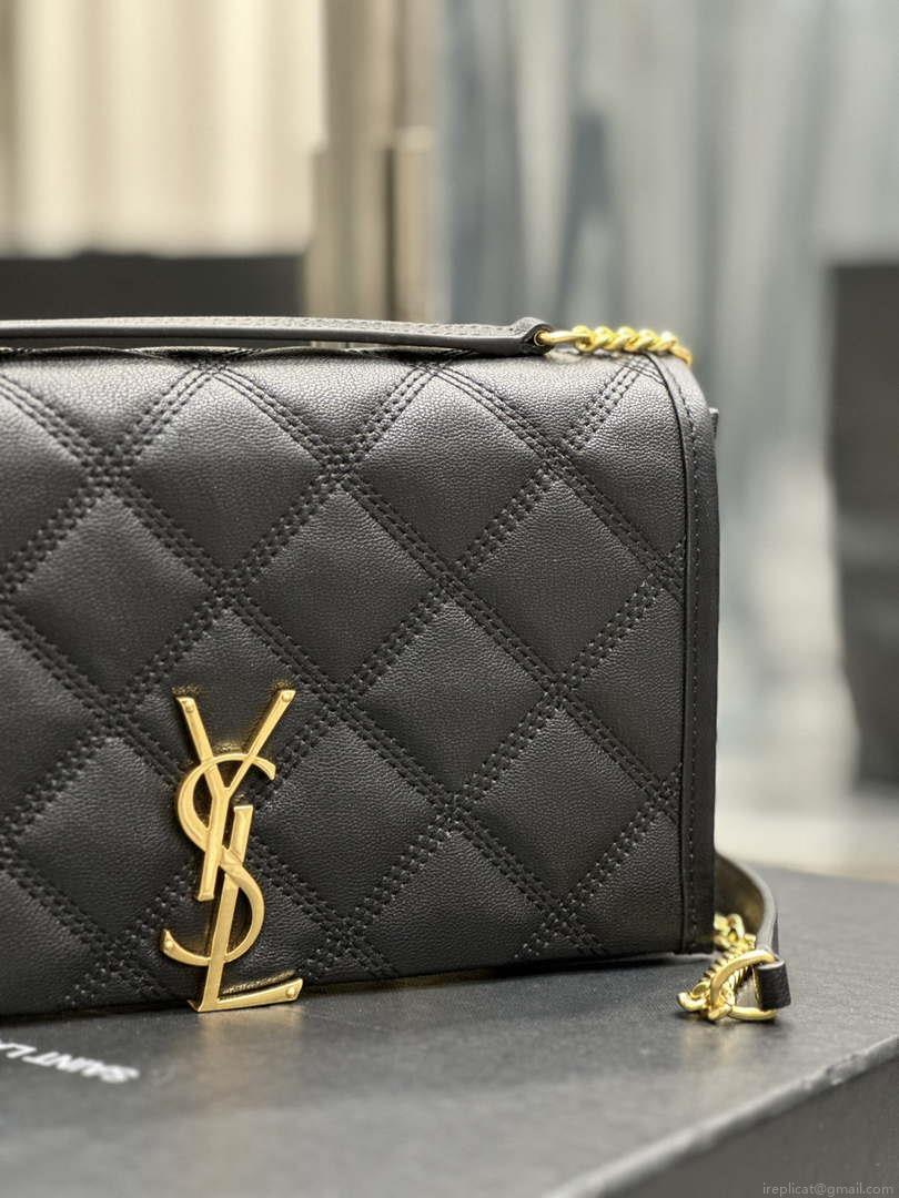 YSL 585031 Saint Laurent Becky Chain Shoulder Bag Leather Black